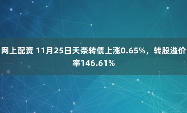 网上配资 11月25日天奈转债上涨0.65%，转股溢价率146.61%